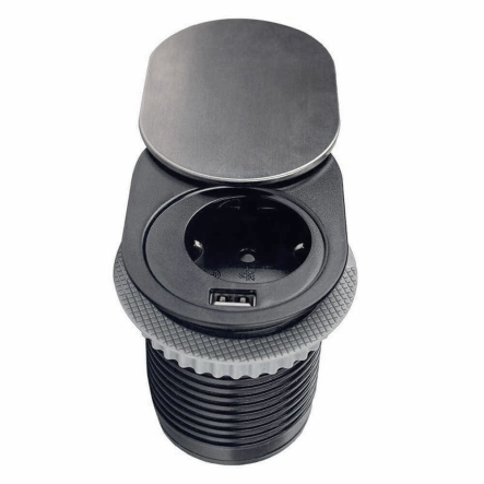 Розетка портативна меблева 16А, USB (2,1А) дріт 3x1.5 mm², EH-ARN-304 - 1