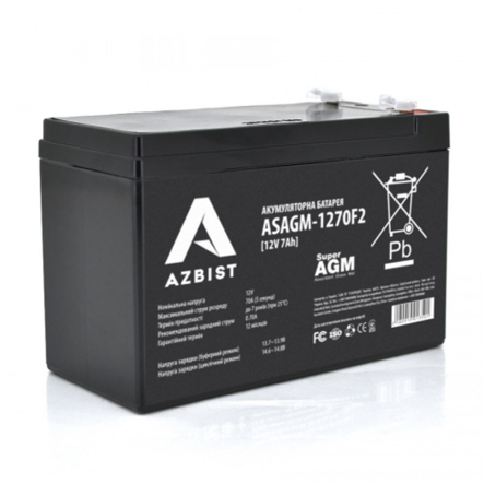 Аккумуляторная батарея ASBIST Super AGM ASAGM-1270F2, 12 В, 7 Ач - 1