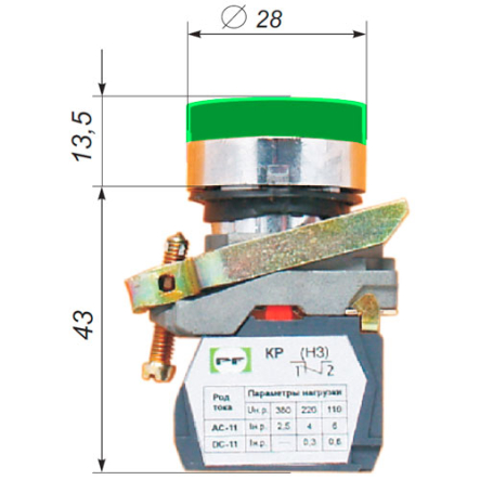 Вимикач кнопковий ВК011-НЦИЛ3-13 Промфактор - 1