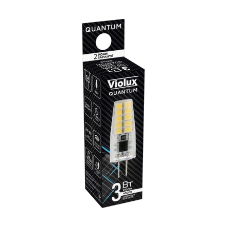 Лампа LED VIOLUX QUANTUM 3W, 4500K, G4, 220V, капсульная silicone, 816440