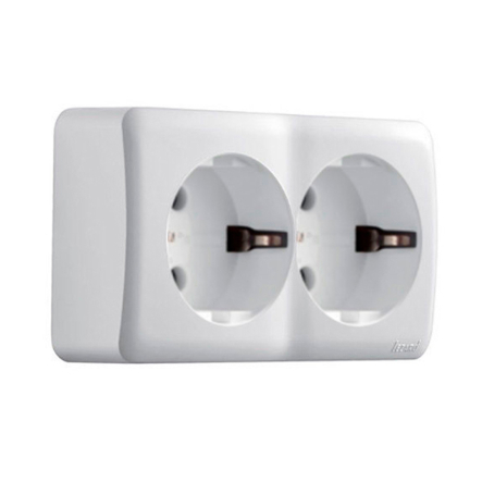 Розетка Lezard VIOLA подвійна, із заземленням, біла, 751-0200-127В - 1