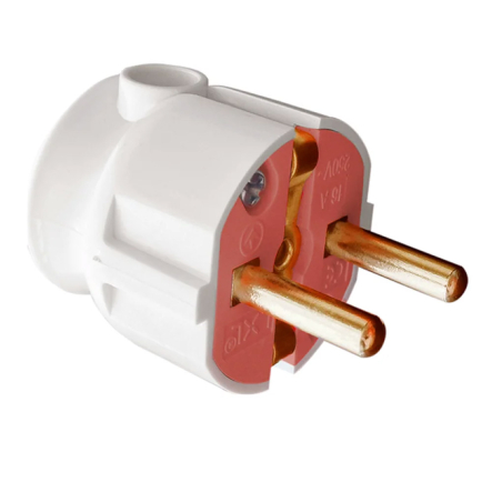 Вилка штепсельная LXL 325WHP, із заземленням, кутова, біла - 1