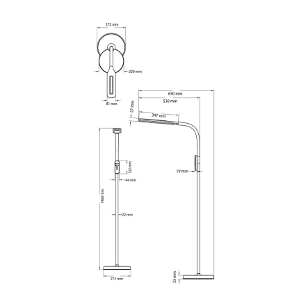 Торшер LED HOROZ Electric NORMAN-C 15W 3000/4500/6000K 1000Lm 220-240V, белый, 046-005-0015-010
