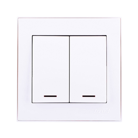 Выключатель Lezard RAIN двухклавишный, с подсветкой, белый, 703-0288-112 - 1