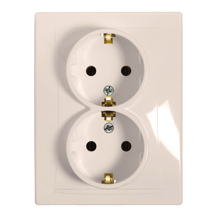 Розетка двойная с з/к Schneider Electric Anya, кремовая, AYA3000423 - 1