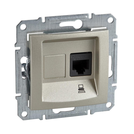 Розетка комп'ютерна RJ45, категорія 5е, неекранована UTP Schneider Electric Sedna, титан, SDN4300168 - 1