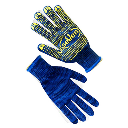 Рукавички трикотажні сині з ПВХ крапкою SEVEN 78314 "б" - 1