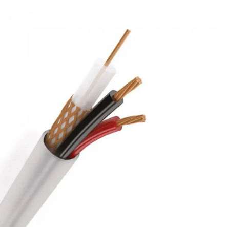 Коаксіальний кабель для відеоспостереження RG-59 (75 Ом) + 2*0.5 кв.мм., мідний, білий - 1
