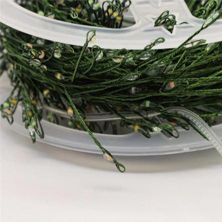 Гирлянда LED Мишура от сети  50м 1500LED 8 режимов + пульт, зелёный шнур, Холодный белый