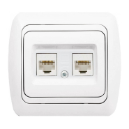 Розетка компьютерная TUNA EL-BI двойная, белая (без вставки), 502-000200-248