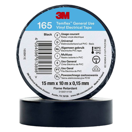 Ізоляційна стрічка 3M Temflex 165 15mm x 10m, чорна - 1
