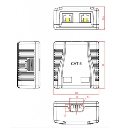 Розетка на 2 порта с экраном Cablexpert NCAC-2F6-01, RJ-45, 6 cat