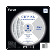 Светодиодная лента белая Feron LS603,12V 60Led/m, 4.8W/м, 4000K, 5м