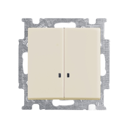 Вимикач двоклавішний з підсвічуванням ABB Basic 55, 2006/5 UCGL-92-507, слонова кістка - 1