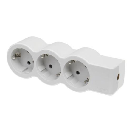 Удлинитель Legrand СТАНДАРТ 3х2К+З розетки, 16 А, з кабелем, белый/серый