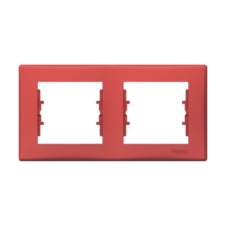 Рамка 2 поста горизонтальна Schneider Electric Sedna, червона, SDN5800341 - 1