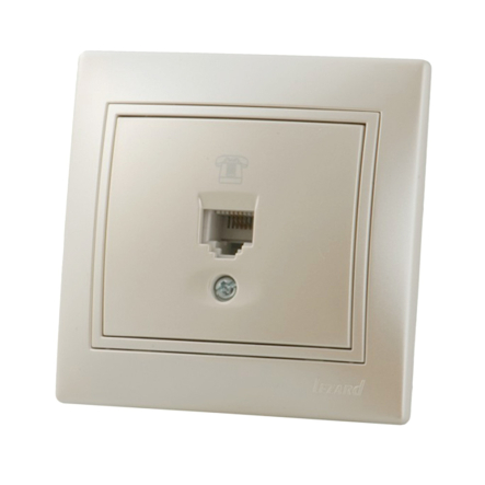 Розетка телефонная евро Lezard MIRA, жемчужно-белый перламутр, 701-3030-137 - 1