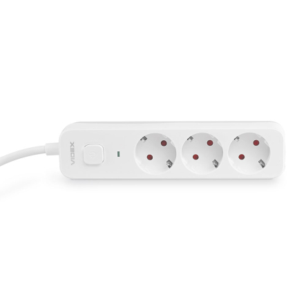 Удлинитель сетевой 3 гнезда 3м (3x1.5мм) с з/з, белый, VIDEX ONCORD, VF-PD33G-W