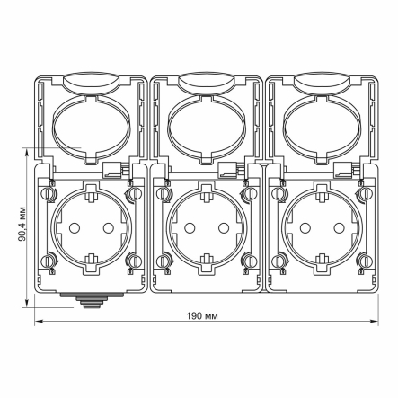 Розетка наружная VIDEX BINERA 3-я серая с з/к, IP65, VF-BNW23G-G