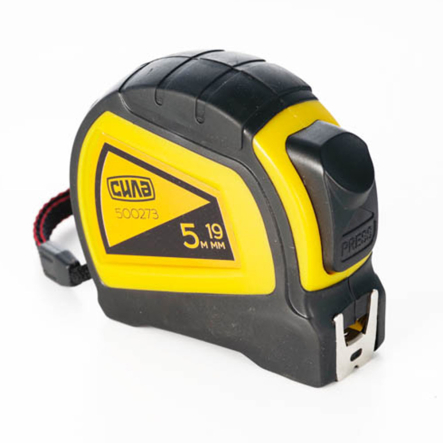 Рулетка обгумована з автостопом 5мх19мм подвійний зачіп, СИЛА 500273 - 1