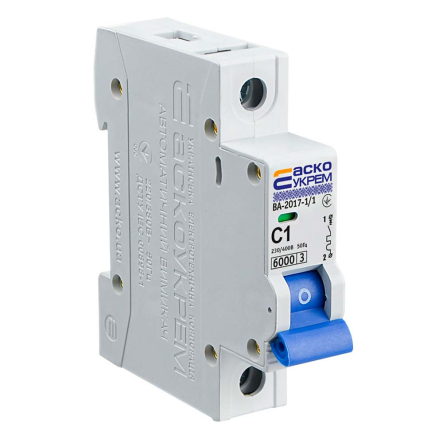 Автоматический выключатель АСКО-УКРЕМ ВА-2017 1р, 1А С, A0010170028