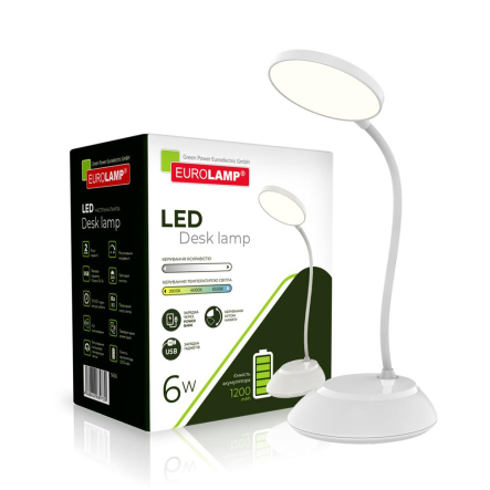 Настільна лампа акумуляторна EUROLAMP LED 6W 2800-6500K USB+BATTERY white - 1