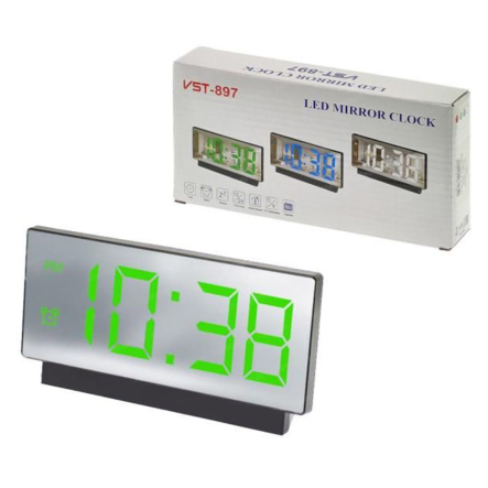 Часы VST-897-4, ярко-зелений, температура, USB