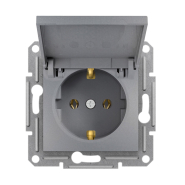 Розетка із заземленням, з кришкою, Schneider Electric ASFORA, сталь, EPH3100162