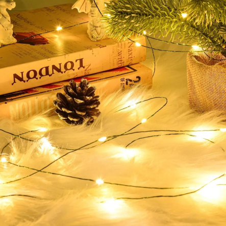 Гирлянда LED Роса от USB 100м, 1000LED + пульт, зелёный шнур, тёплый белый