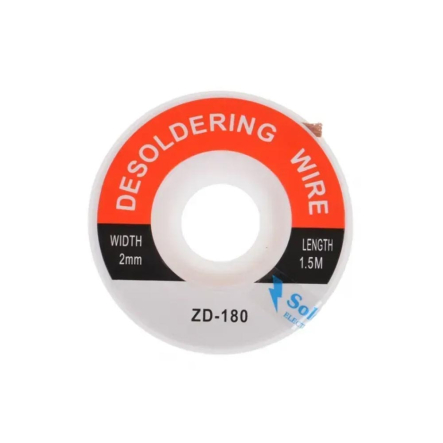 Стрічка для видалення припою, шир-2.0мм, довжина-1.5м (ZD-180) на котушці - 1