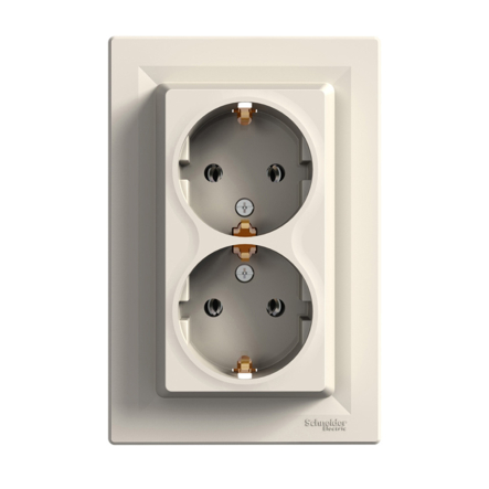 Розетка двойная, с заземлением, Schneider Electric ASFORA, крем, ЕРН9900123 - 1