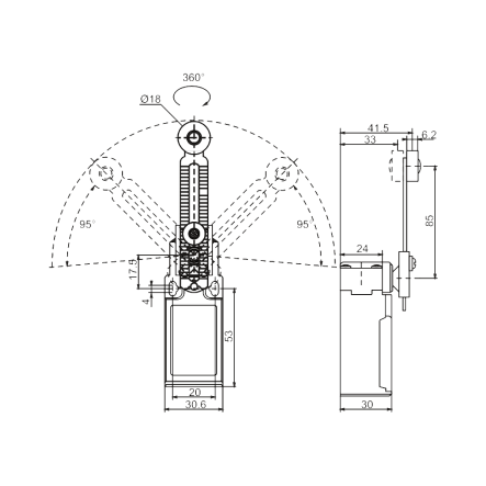 Выключатель концевойПромфактор FLS15M33P65, путевой, пластиковый (аналог ВП15П4233-54 ) - 2