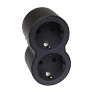 Блок Стандарт розетковий Legrand 694517, 2 гнізда із з/з фронтальний, чорний