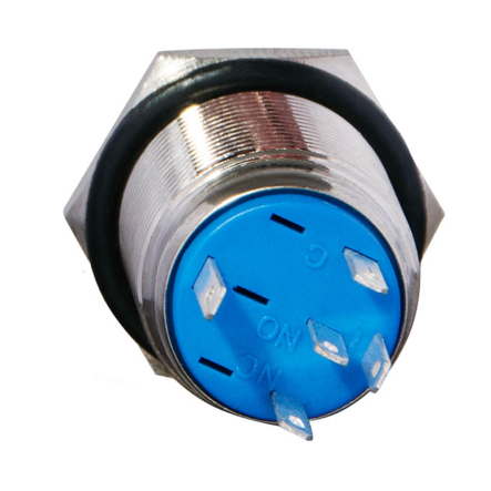 Кнопка металлическая с зелёной подсветкой АСКО-УКРЕМ TYJ16-361 1NO+1NC 220V с фиксацией, A0140010099