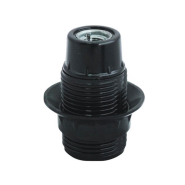 Патрон Е14, карболит, с юбкой, черный, Е14Н10РП-01