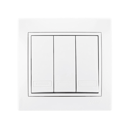 Вимикач Lezard MIRA триклавішний, білий, 701-0202-109 - 1