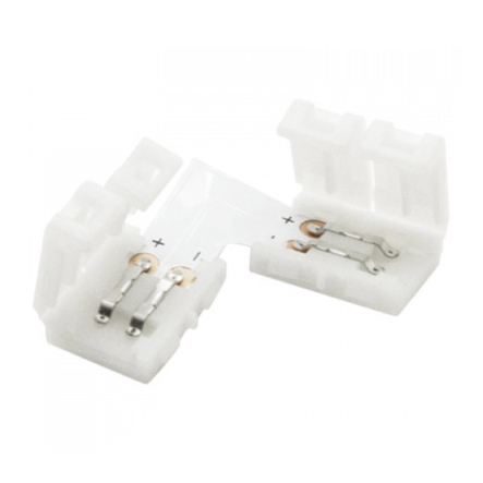 Соединитель L для LED ленты Lemanso 8мм 2pin (два зажима)/ LMA9420
