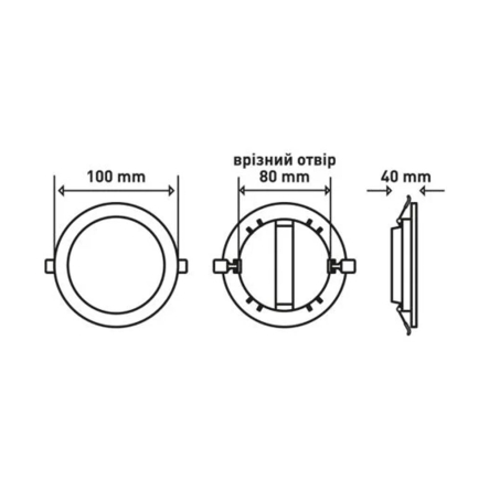 Светильник LED встраиваемый 1-RDL-0641-IP-BL MAXUS RDL 6W, 4100K, 1200 Lm, IP44, Ø 100 мм, Black
