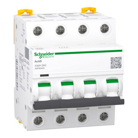 Автоматический выключатель Schneider Electric IC60H, 4P, 63А D, А9F85463 - 1