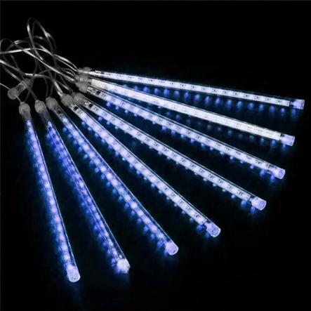 Гирлянда LED сосулька 3 м х 50 см, 8 сосулек, 220 В, IP65, Синий, Метеоритный дождь, 102750 - 1