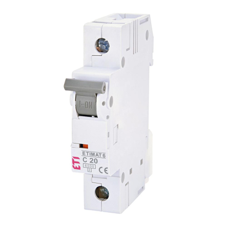 Автоматичний вимикач ETIMAT 6 1p C20, 20A 6кА, 2141517 - 1