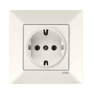 Розетка одинарная с заземлением VIKO Meridian, 90970208-WH, крем