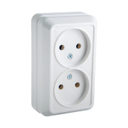 Розетка подвійна без заземления накладна АСКО-УКРЕМ, PЗ16/2-Ct-W