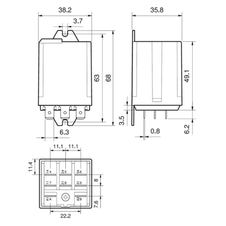 Миниатюрные реле Finder 3НО 24V DC 16А, 628390240300