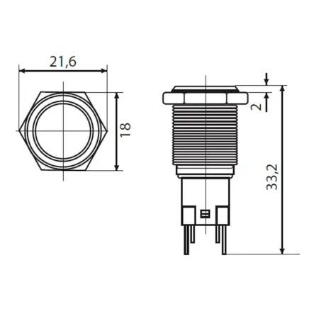 Кнопка металлическая с подсветкой АСКО-УКРЕМ TYJ 16-262 220V 2NO+2NC красная, A0140010097