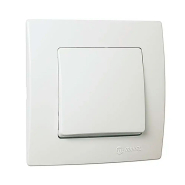 Выключатель одноклавишный проходной, Makel Lillium Natural Kare, белый, 32001005