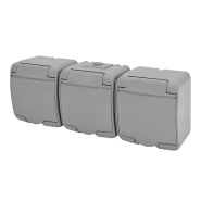 Розетка 3-я Schuko (сіра кришка) (IP44) RHE-3s-SR, Hermetics, ETI