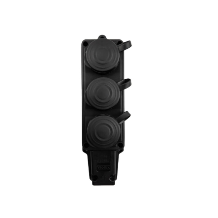 Розетка каучуковая VIOLUX 930660, 16 А, 240 В, 2P+PE, 3,5 кВт, IP44, с крышкой, тройная
