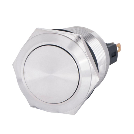 Кнопка металлическая АСКО-УКРЕМ TYJ 22-311, плоская с фиксацией 22мм 1NO+1NC, A0140010125 - 1