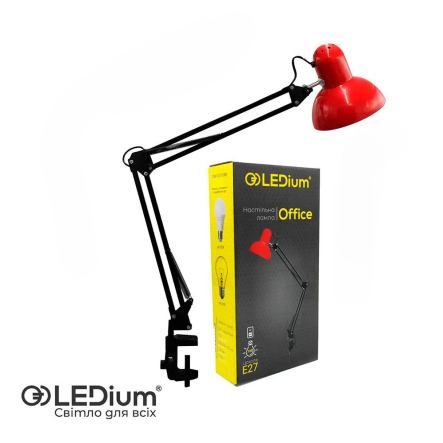 Настільна лампа LEDium OFFICE E27 50Hz AC100-240V 400х400х160мм червоно-чорна - 1